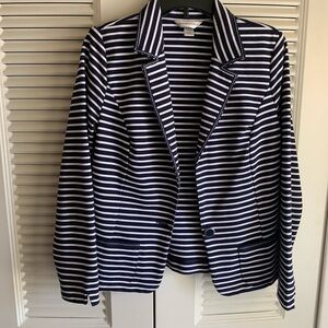 Christopher & Banks Navy and White Striped Blazer